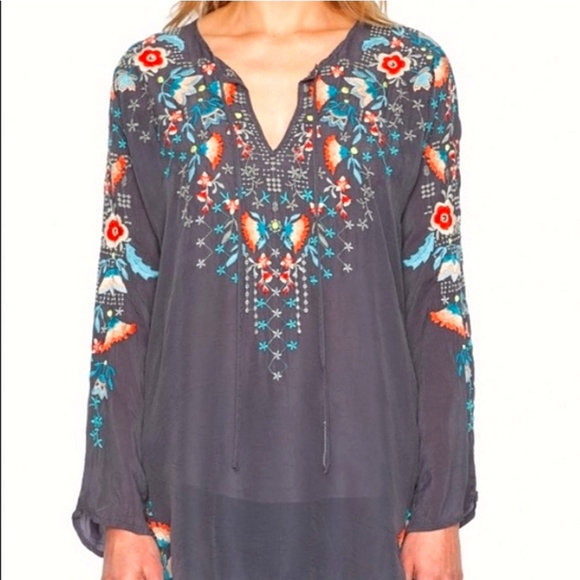 Johnny Was Embroidered Julie Sunrise Blouse Tunic Sz Small - Picture 1 of 15